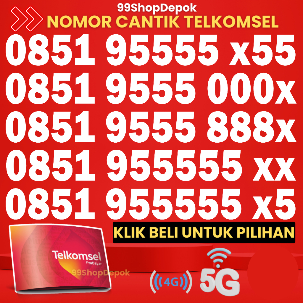 Kartu Perdana Nomor Cantik Telkomsel Simpati KODE 250.2 - Nomer Cantik Telkomsel 55555 No Cantik Sim