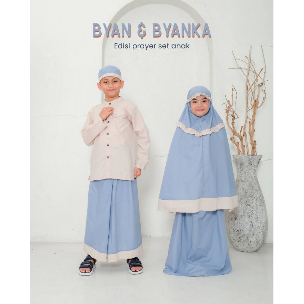 Po‼️ Abbas Kids Mukena Ruffle Set Koko Sarung Free Peci Anak Cewek Cowok Couple Byan & Byanka /Terba