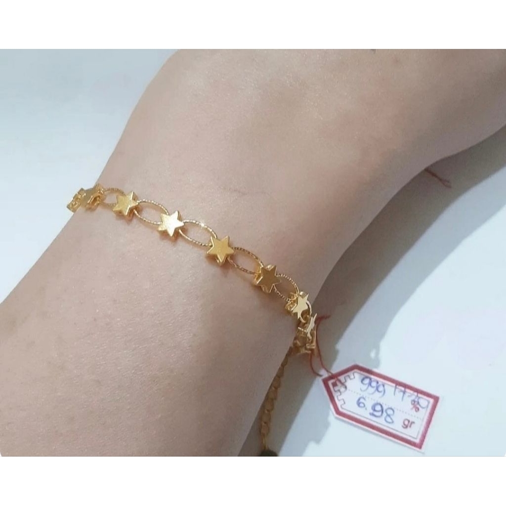 Gelang rantai emas 24k bintang polos