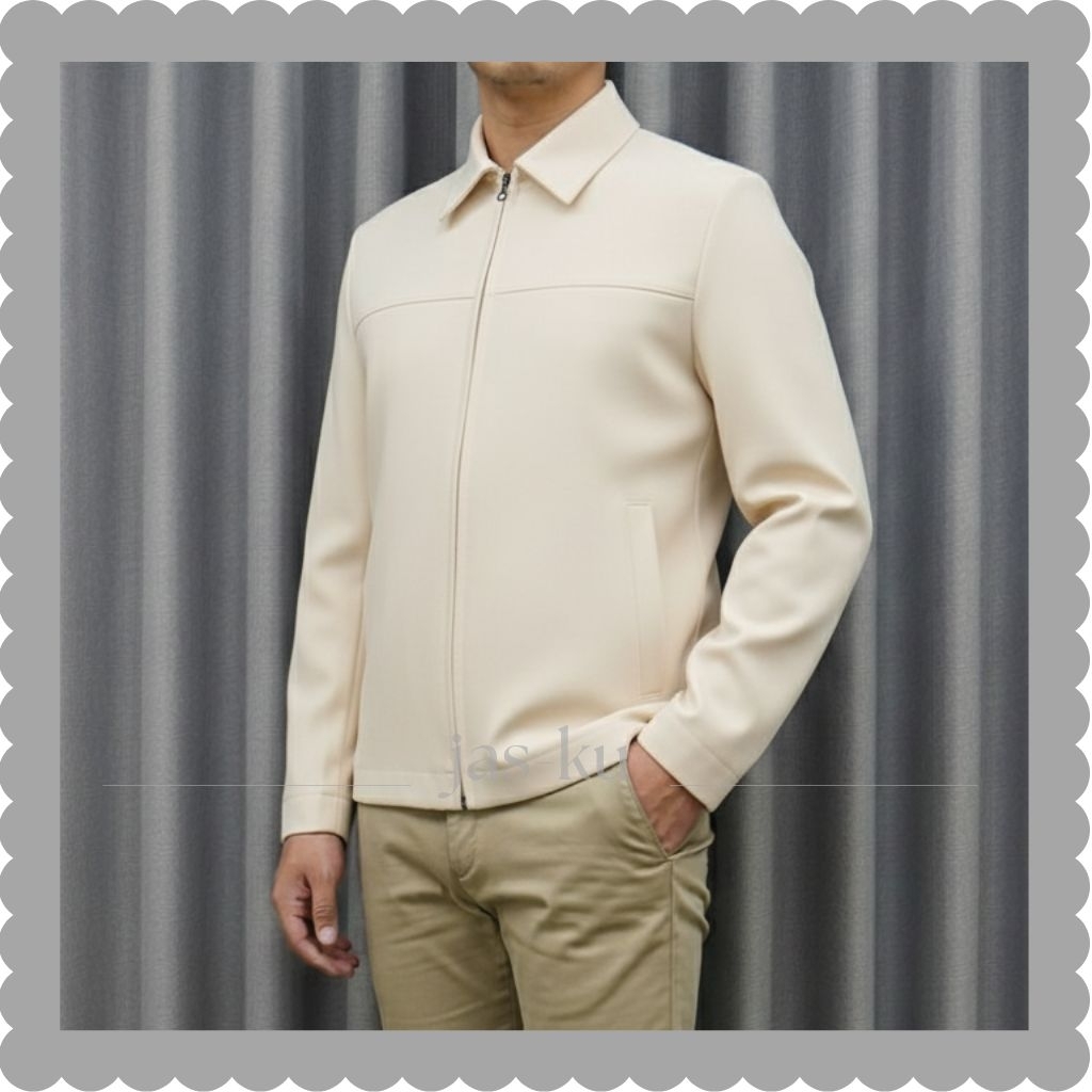 JAS-KU | JasKet Pria Polos Warna Krem Terbaru Blazer Jaket Jas Resleting