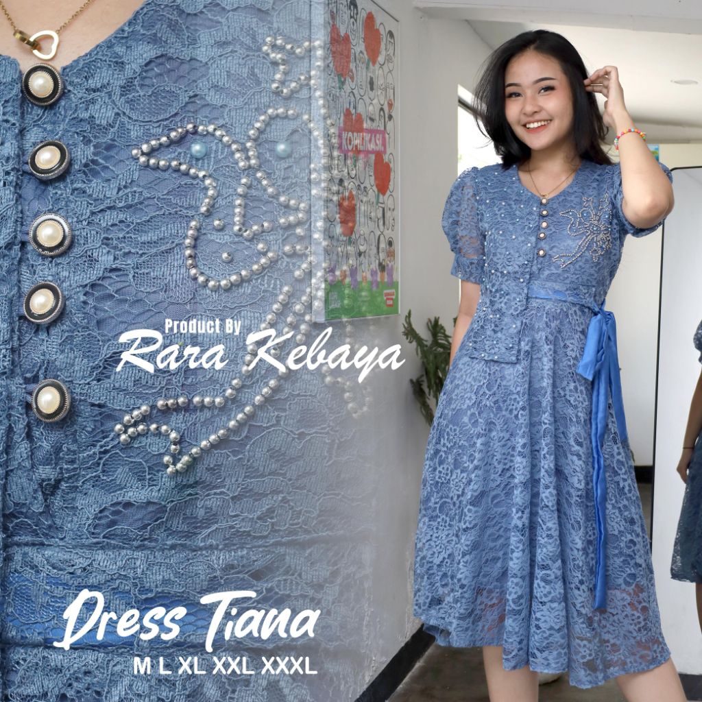 Dress Tiana Bunga || Dress Natal Terbaru 2025 || Dress brokat Payet mutiara || Dress lengan pendek |