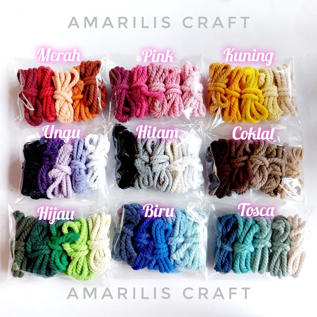 [5Meter] Tali Katun Macrame 3MM 4MM Mix Warna