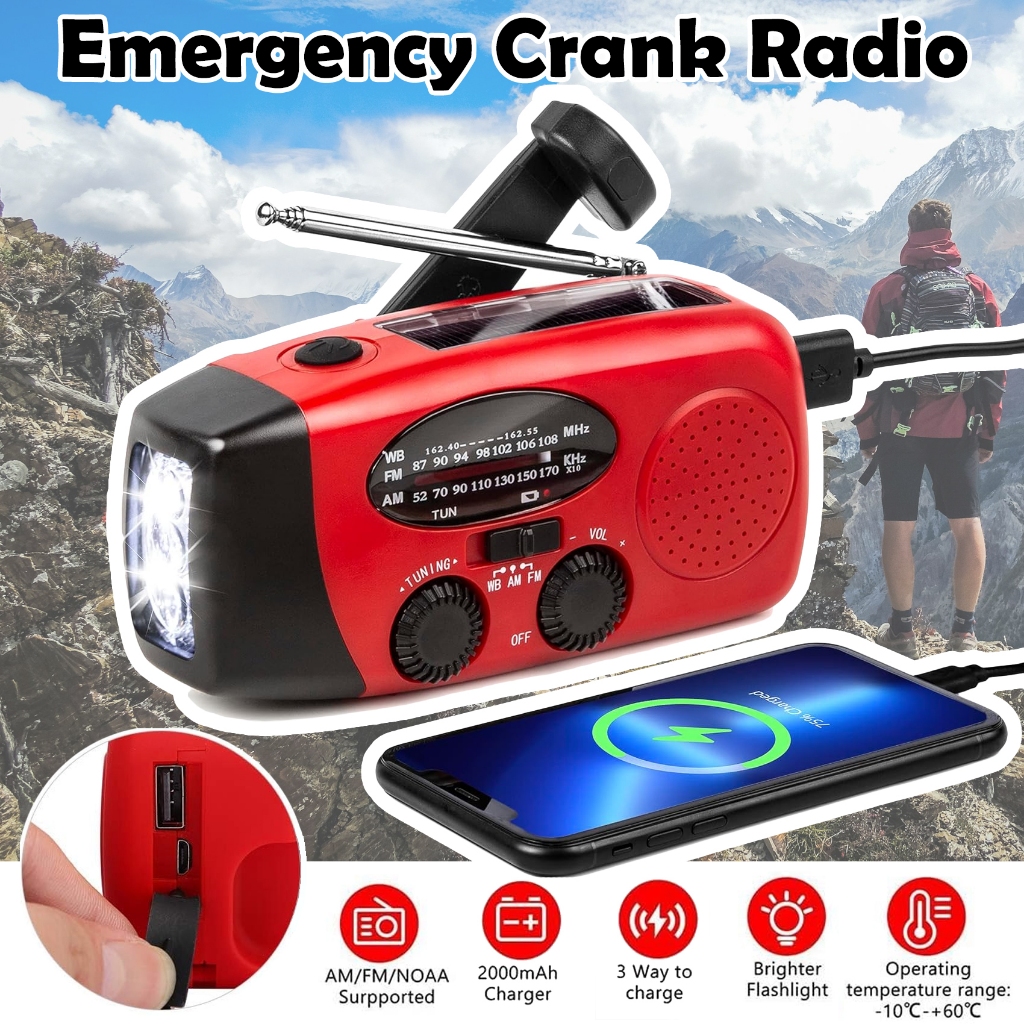 Radio Darurat Dengan Daya Engkol - Lampu Senter Darurat - Radio Engkol - Lampu Senter Engkol - Lampu