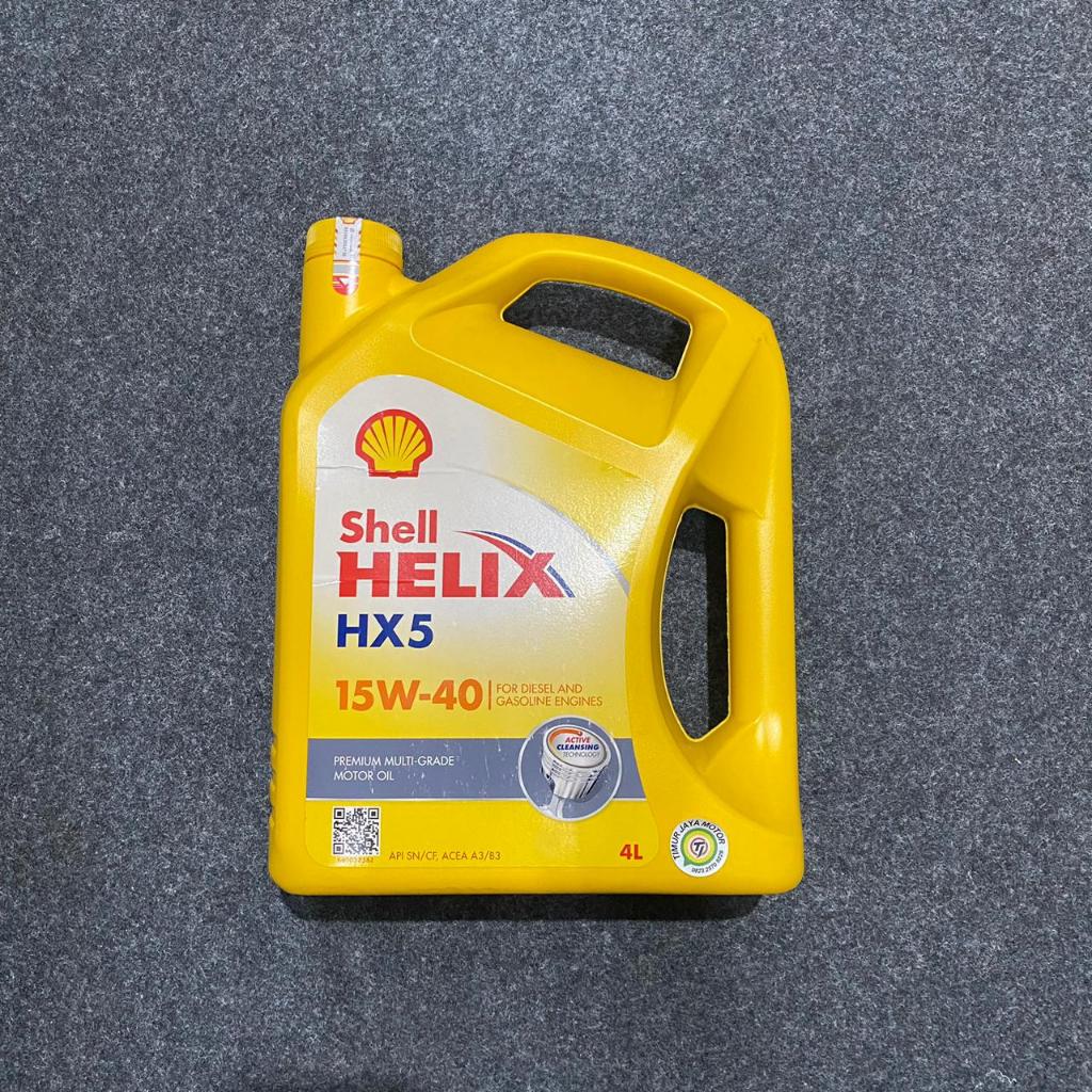 OLI SHELL HELIX HX5 KUNING 15W 40 SN 4T GALON 4L DIESEL GASOLIN kode 793157