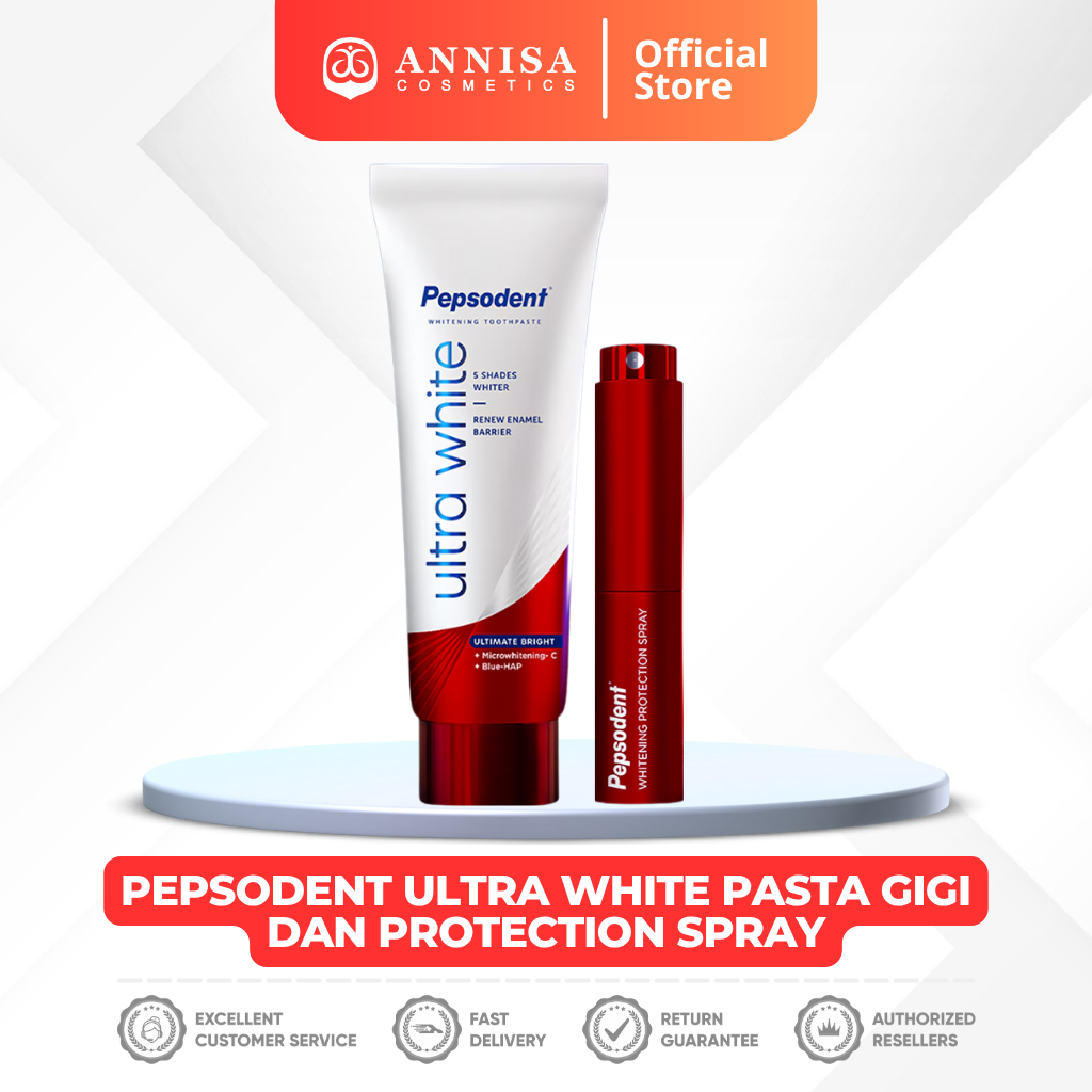 PEPSODENT Ultra White Pasta Gigi 90g | Whitening Protection Spray