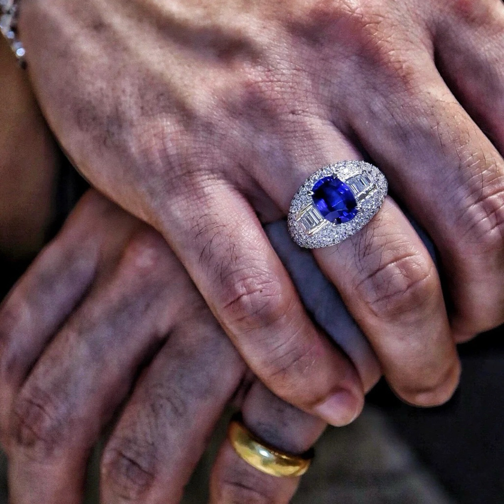 [100% Asli Lab Grown Diamond-Gem]-(Natural Blue Safir )-FL-IF-VVS1-Color D PREMIUM alami Batu Berlia