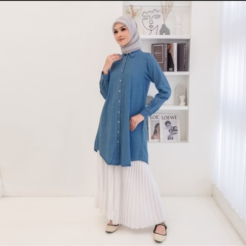 PL GIYOMI ID - Livy Tunic / Tunik Wanita / Tunik Bahan Denim / Baju Atasan Wanita