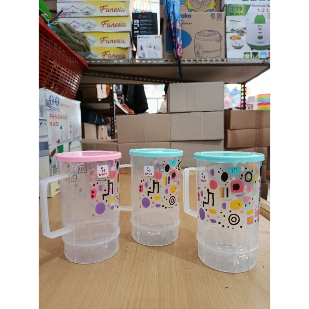Cangkir Besar Plastik ada Tutupnya/ Mug Besar 700ml