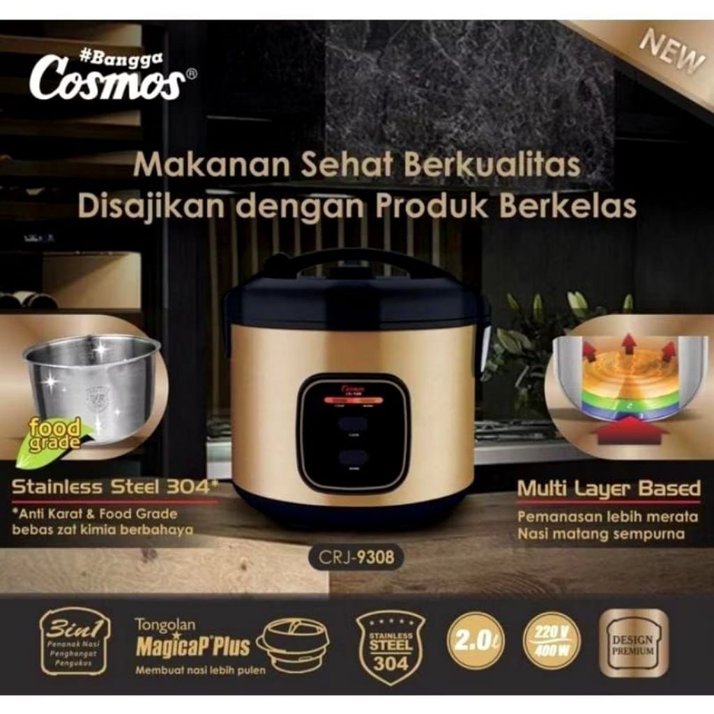 Magic Com / Rice cooker Cosmos CRJ-9308 Magic Com Premium Stainless Steel