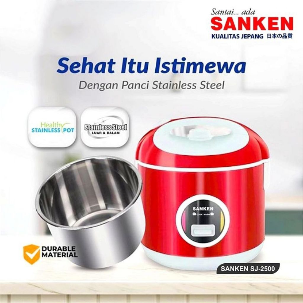 Sanken Magic Com SJ-2500 1,8 liter stainless / ricecooker sanken / Sj 2500 / Ricecooker sj 2200 / Sa
