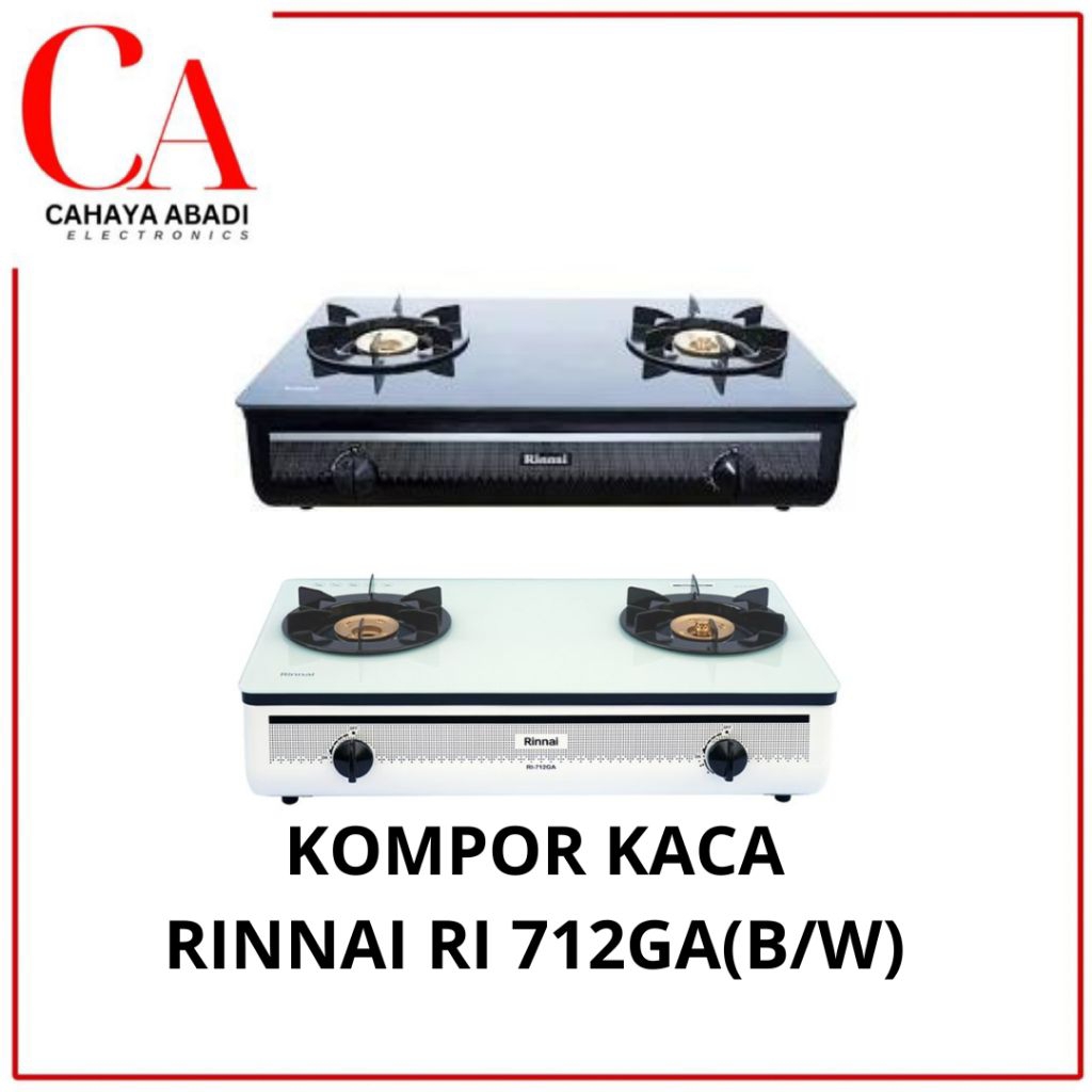 RINNAI kompor gas 2 tungku kaca RI 712GA RI 712 GA RI712GA RI-712GA KOMPOR GAS KACA RINNAI