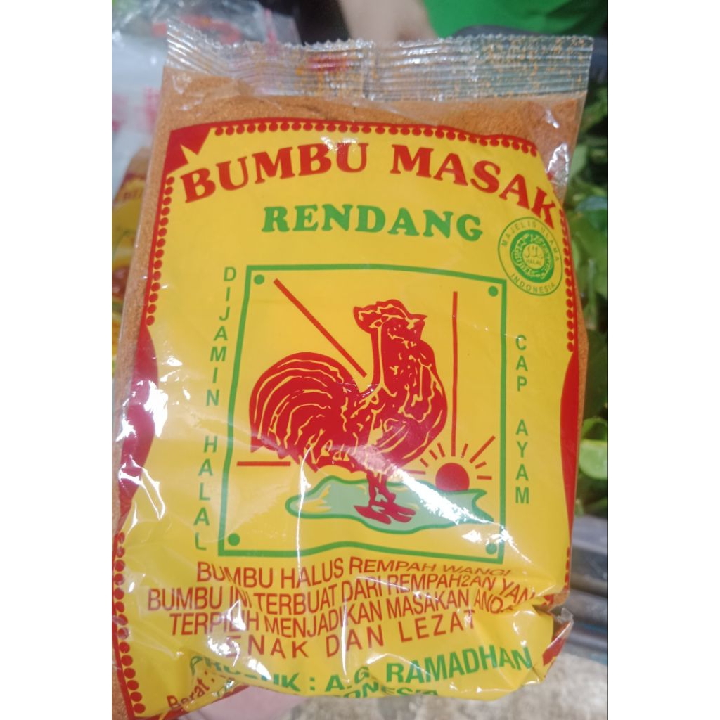Bumbu Rendang cap ayam jago khas Palembang ukuran besar 225 gr