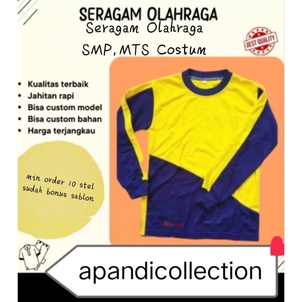 Baju Olahraga Siswa SMP Sablon Costum ( open PO seragam olahraga TK, SD, SMP & SMA)