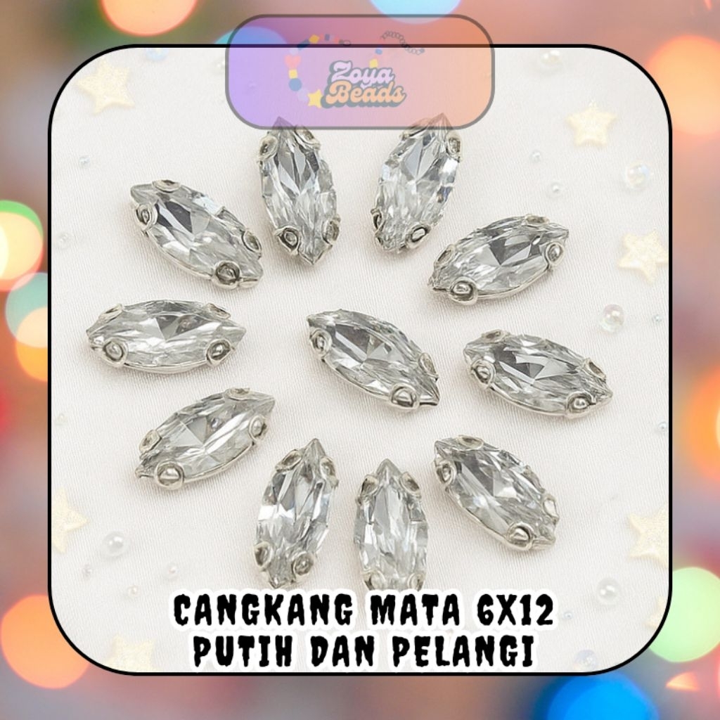 Cangkang Mata 6x12 Putih dan Pelangi / Diamond Cangkang / Payet Cangkang / Mute Cangkang / Cangkang 