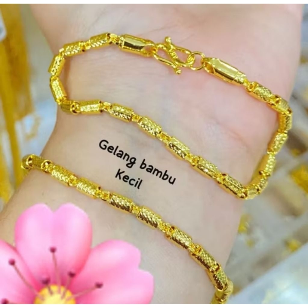 GELANG MOTIF TIKAR LAPIS EMAS 24k AWET DIPAKAI HARI HARI