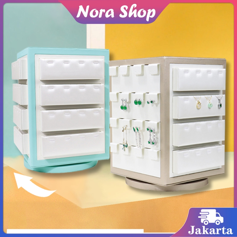 Rak Anting Putar 360° Magnetik / Display Cincin Putar Serba Guna Manual / Display Kalung Putar