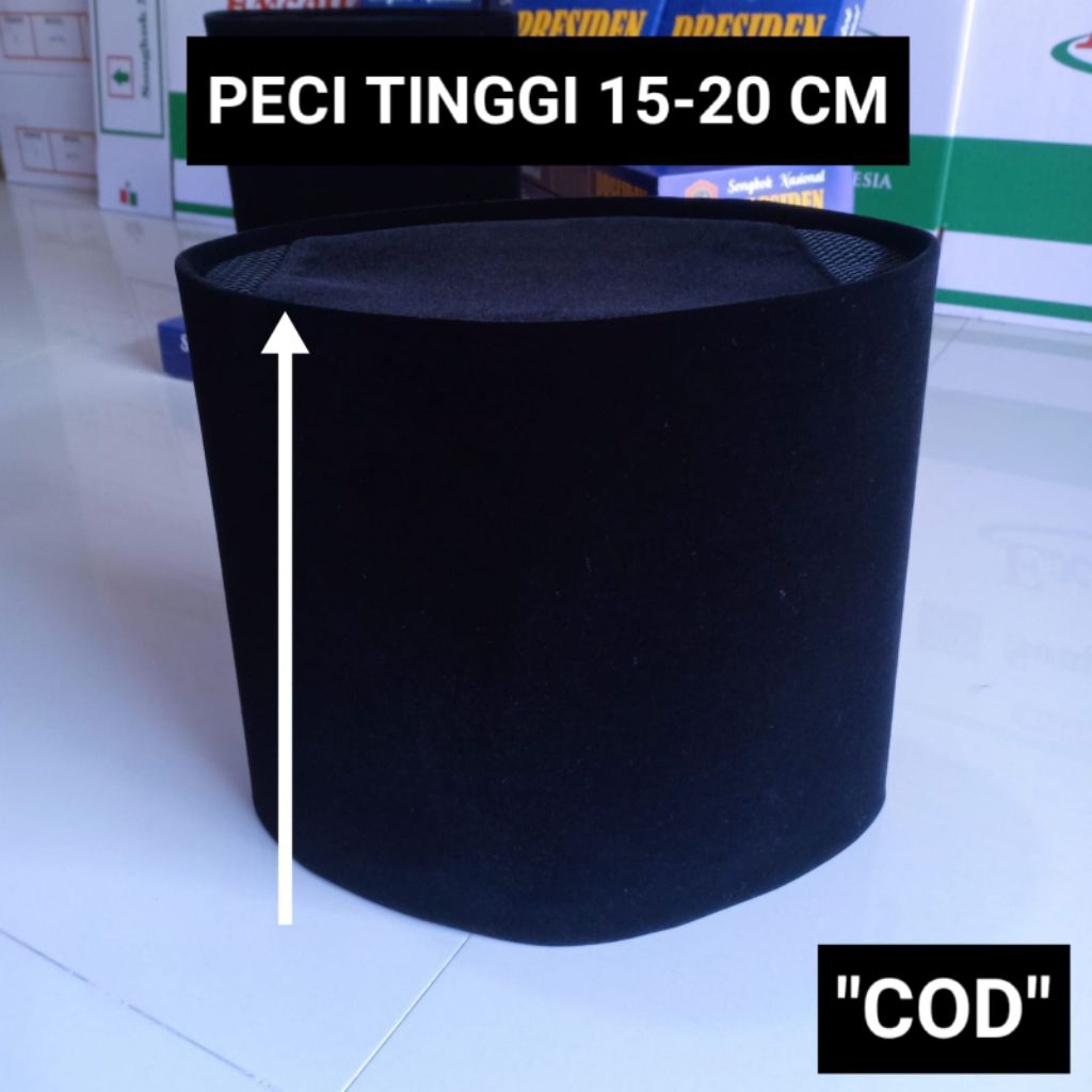Peci TINGGI 15-20 cm, Songkok Sufi AC HITAM Tinggi 15-20 cm, Peci Unik Songkok Dewasa Kopiah SUFI Sa