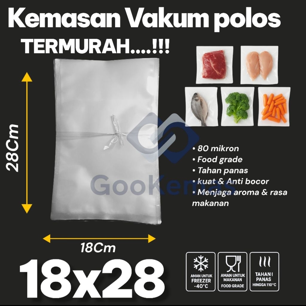 kemasan vacuum bag 18x28 tebal 80mikron TERMURAH - Vakum bag sealer frozen food