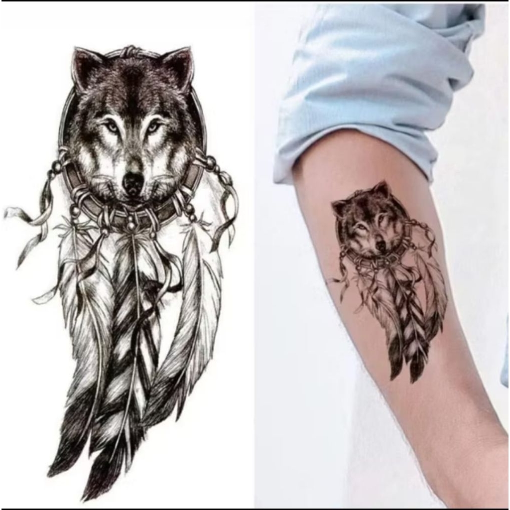 COD | Tatto temporer HB 577 SERIGALA size 21x15 tatto temporary stiker tatto sementara untuk tubuh t