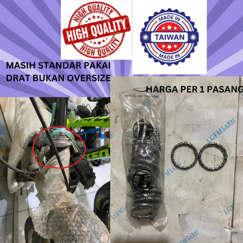TAIWAN Pelor Gotri Sarang Fork Sepeda Standar Leher Stang 25.4, 22.2, 21.1 1 Pasang Awet dan Kuat