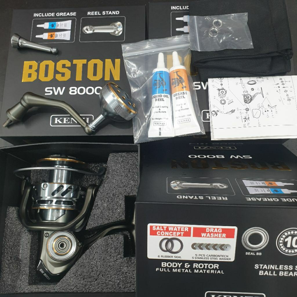 REEL BOSTON SW 8000 PH MaxDrag 45kg Rel Pancing Laut Full Metal Power Handle One Way Otomatis Anti r