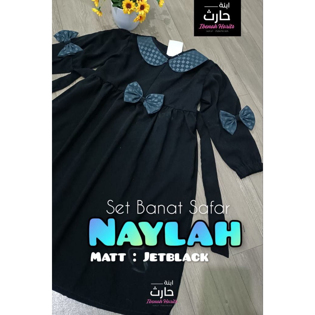 Set Baju Muslimah JILBAB PED BIASA & CADAR TALI + GAMIS JETBLACK PREMIUM