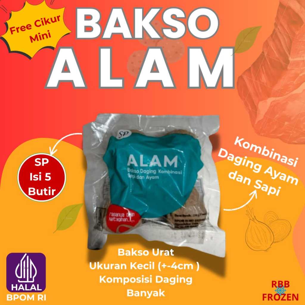Rajanyabasobandung - Baso Alam Super Urat SP Isi 5 | Bakso Urat Sapi Halal Khas Bandung | Frozen Foo