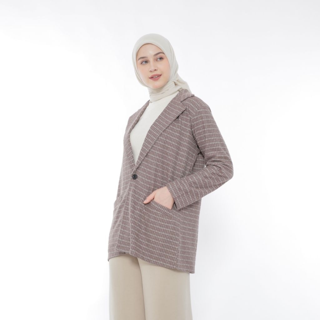 Blazer Motif kotak-kotak Auter wanita terbaru