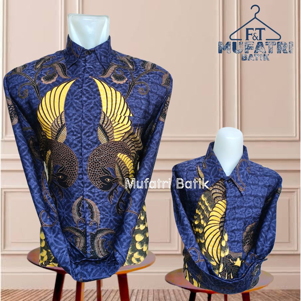 Kemeja Batik Couple Ayah Anak Bahan Dobby Lapis Furing Warna Ungu Terong//batik pesta couple ayah da