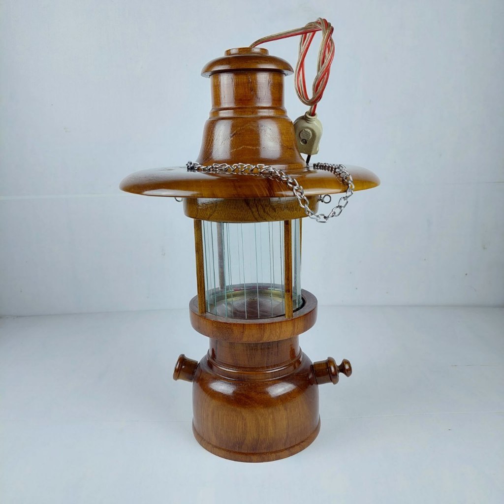kerajinan kayu lampu petromak klasik bahan kayu jati