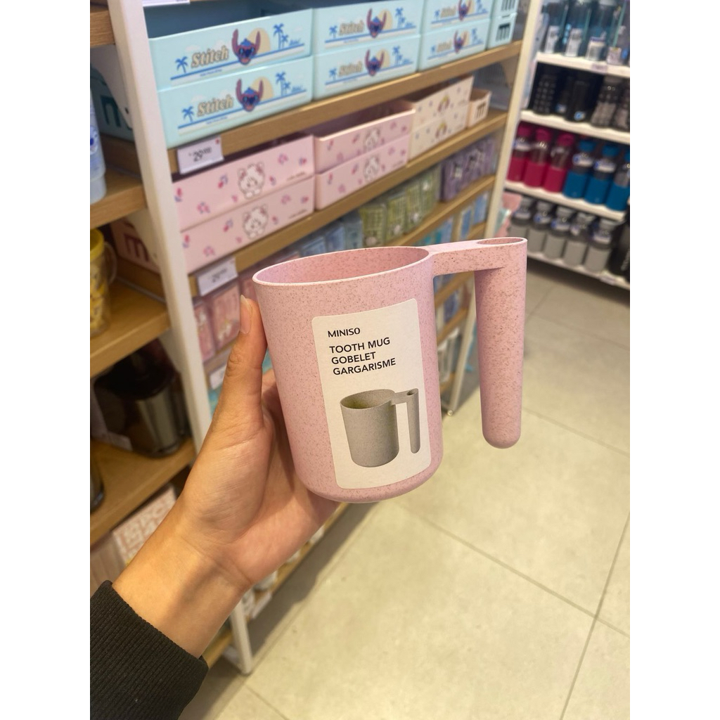 Miniso - Tooth Mug with Toothbrush Holder (Pink)