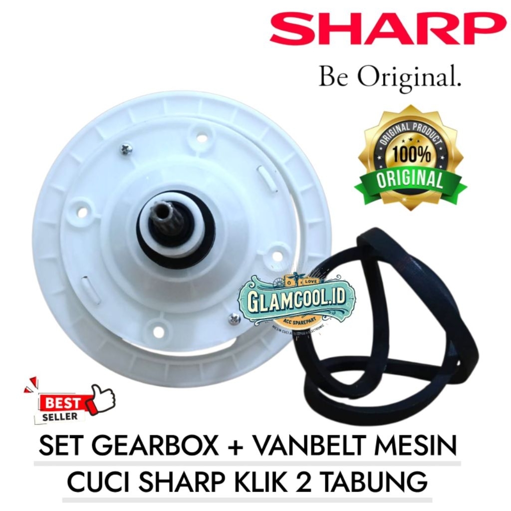 SET GEARBOX SHARP PLUS PANBELT MESIN CUCI SHARP DUA TABUNG ES-T70CL