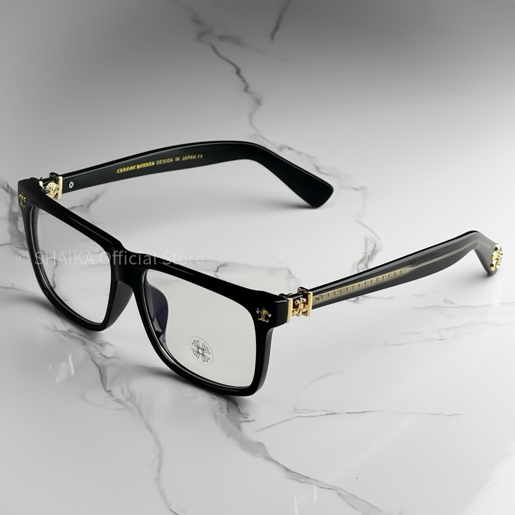 CH Frame Kacamata Made in Japan S005  Pria Wanita Unisex Kacamata Hitam Emas