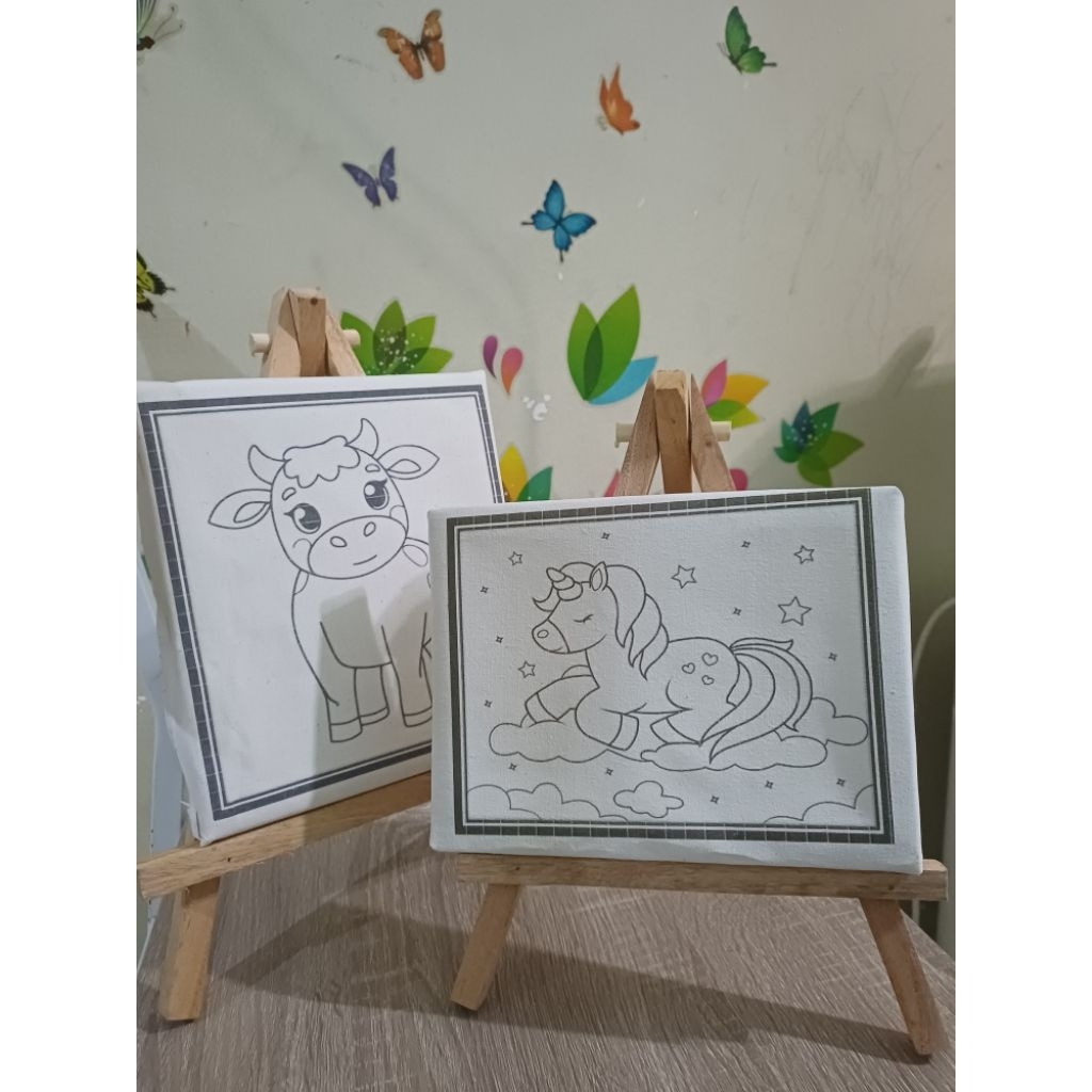 melukis sketsa gambar anak canvas/kanvas