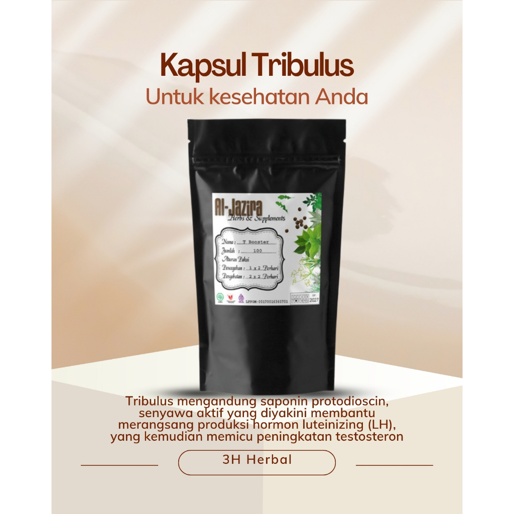 3H Kapsul Testoterone Booster Tribulus isi 100 Terrestris Herbal Suplemen Testosteron