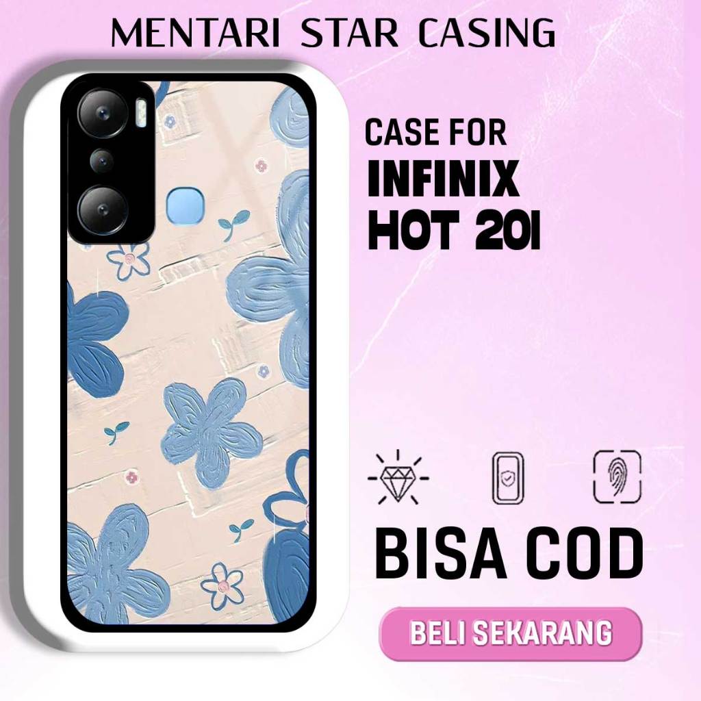CASE INFINIX HOT 20i - SOFTCASE PREMIUM MATE HARD CASE - CASE GLOSY HOLOGRAM MOTIF BUNGA