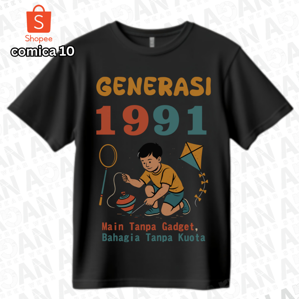 Kaos tahun lahir 1991 bahan katun combed asli pria wanita standar distro