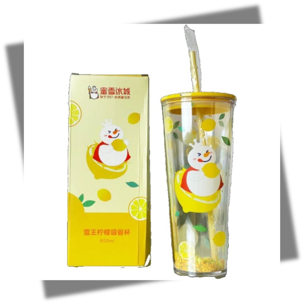 tumbler snow king lemon straw asli mixue/botol lemon mixue