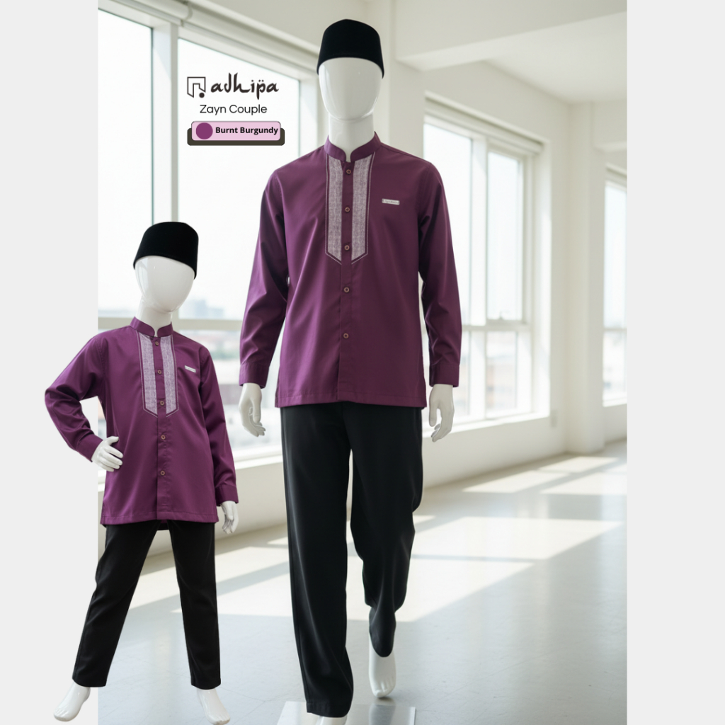 Adhipa Sarimbit Koko Couple Zayn Ayah dan Anak Warna Ungu Burnt Burgundy