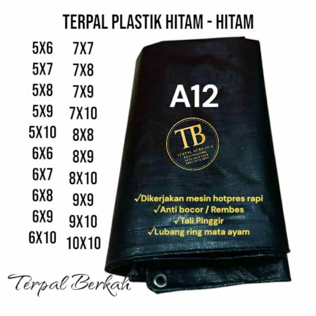 Terpal Plastik Korea A12 Hitam- Hitam Kuat Waterproof