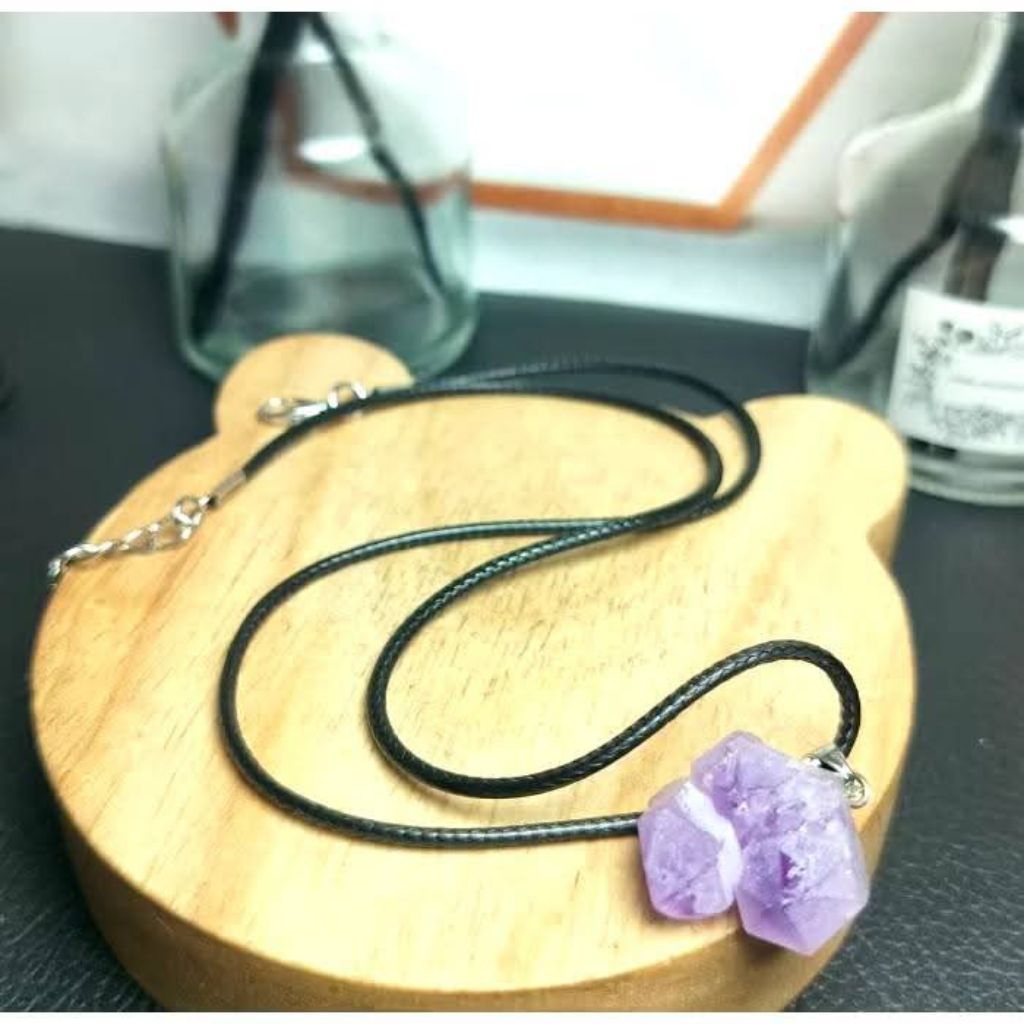 LUMINA EARTH Liontin Batu Kecubung Asli Amethyst Natural – Penyeimbang ,Meditasi