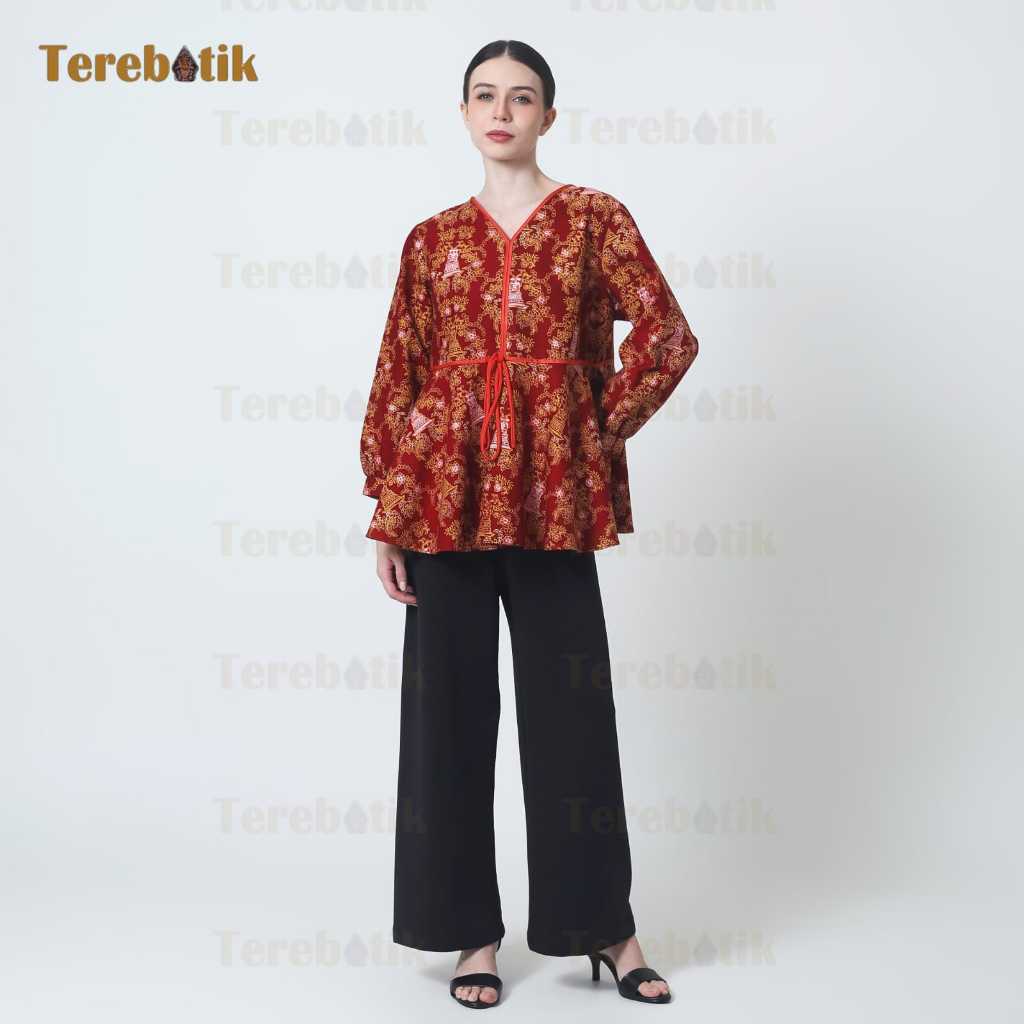 Baju Wanita Lir Ilir Terebatik Warna Merah Bata