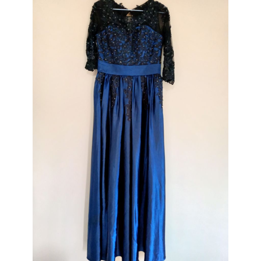 Gaun Pesta Navy Mewah Cantik "Preloved"