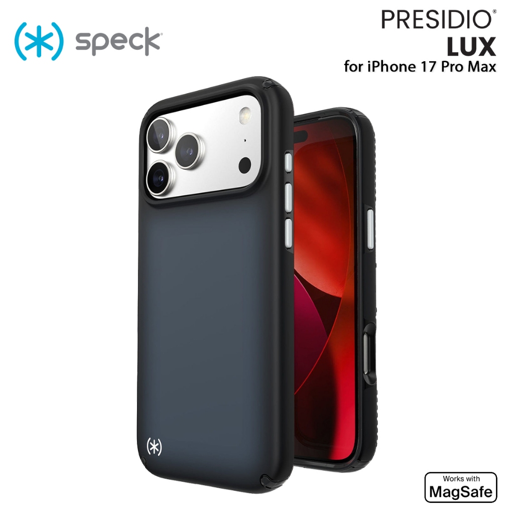 Casing iPhone 17 Pro Max Speck Presidio Lux MagSafe Fade and Scratch Resistant Protective Case - Bla