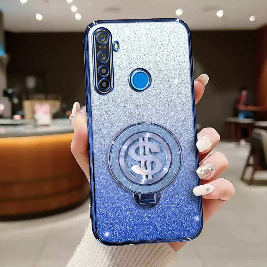 Case Glitter For Realme 5 5i 5s Softcase Stand Mewah Terbaru Silicone Luxury