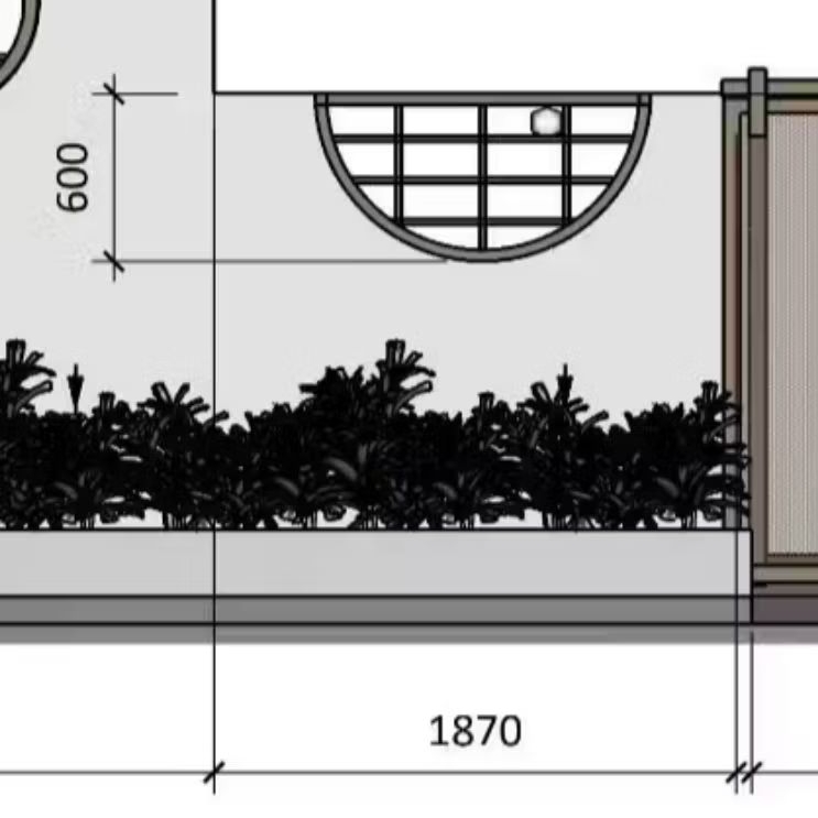 JENDELA 3" KUSEN ALUMINIUM LENGKUNG KACA MATI + ORNAMENT L.100 T.50 CM