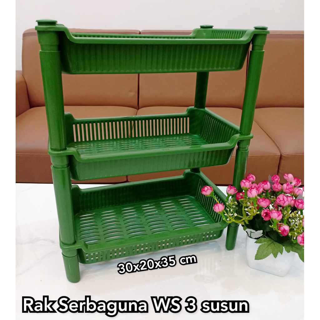 Rak Dapur Serbaguna WS 3 Susun - Rak Bumbu Dapur Plastik Multi Fungsi - Rak Plastik 3 Susun Tingkat 