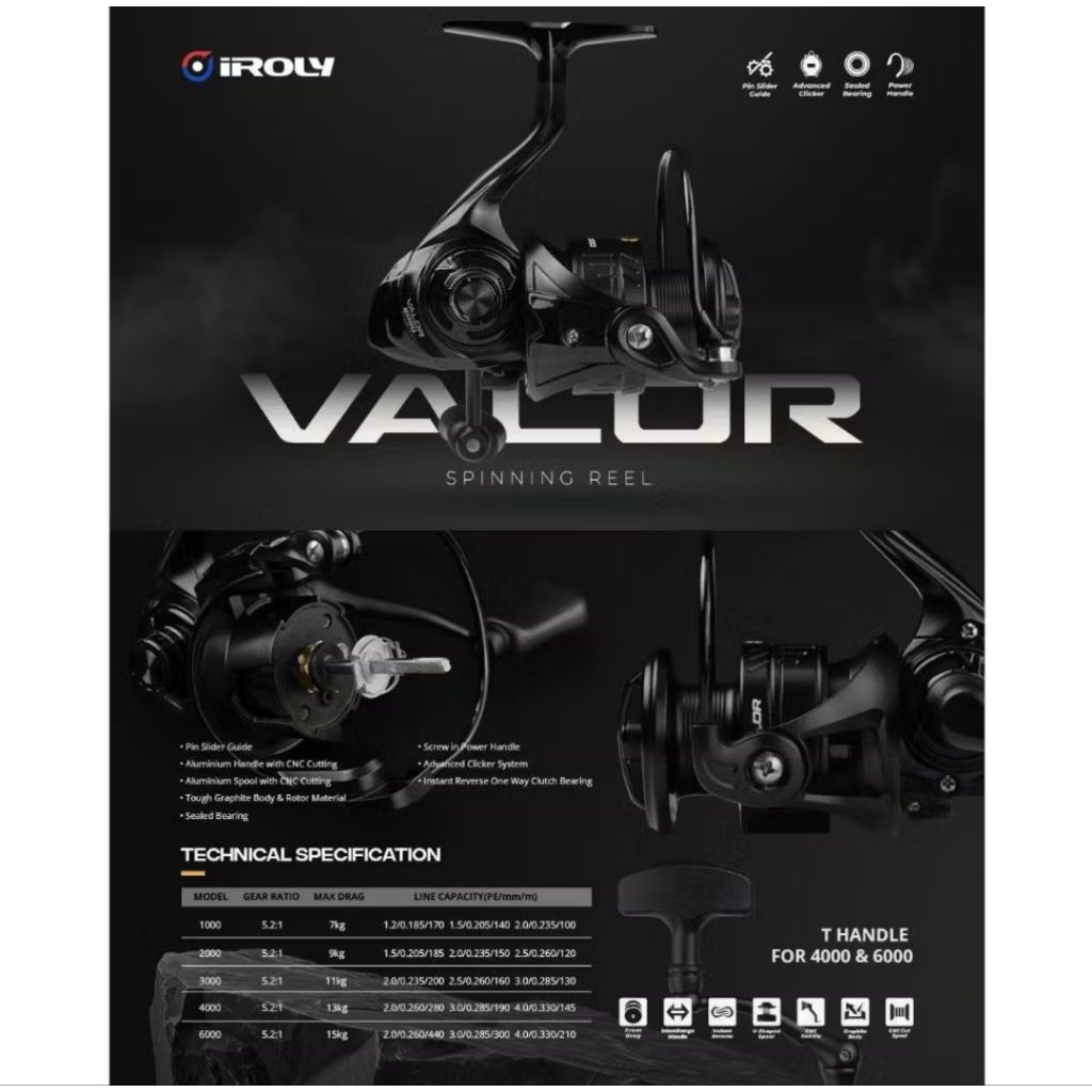 REEL SPINNING IROLY VALOR ( POWER HANDLE )