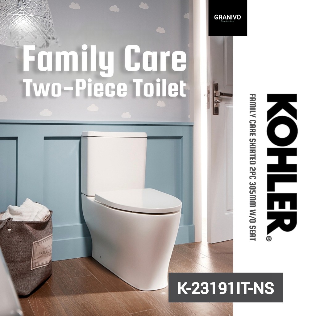 KOHLER CLOSET DUDUK FAMILY CARE SKIRTED 2PC 305MM W/O SEAT / TOILET 23191T-NS