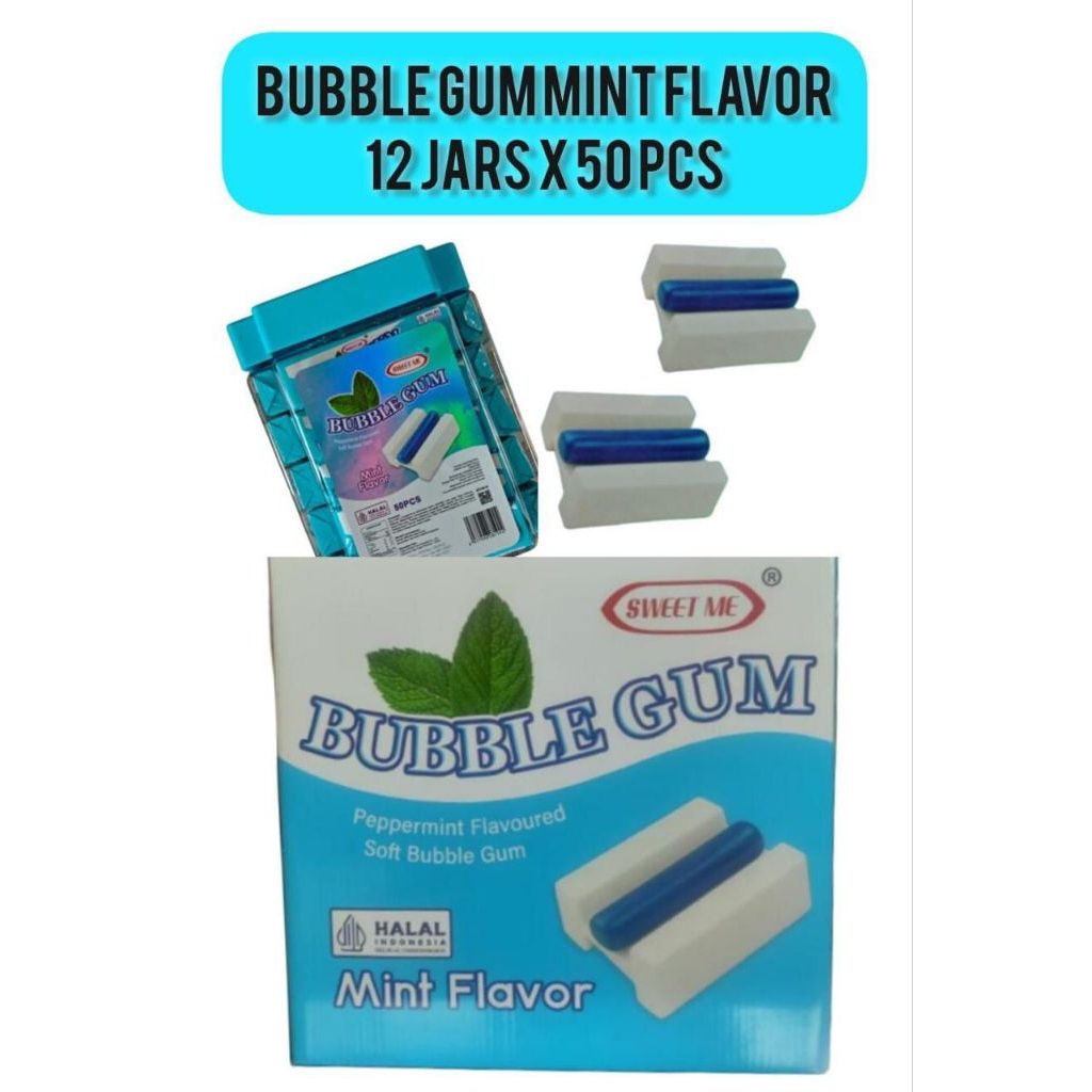 SWEET ME BUBBLEGUM MINT/PERMEN KARET RASA MINT ISI 50